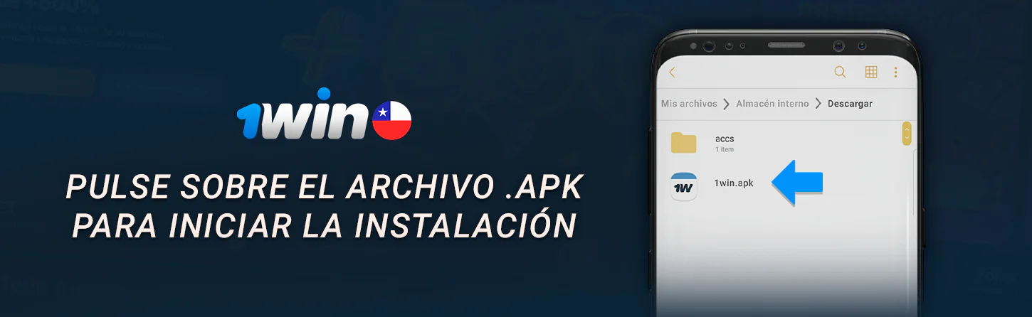 Abra el archivo apk de la aplicación 1Win